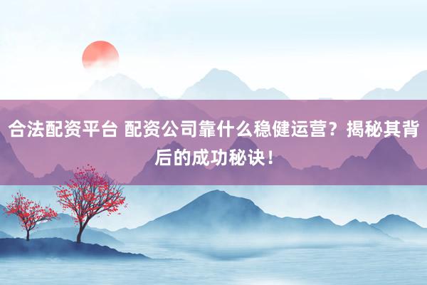 合法配资平台 配资公司靠什么稳健运营？揭秘其背后的成功秘诀！