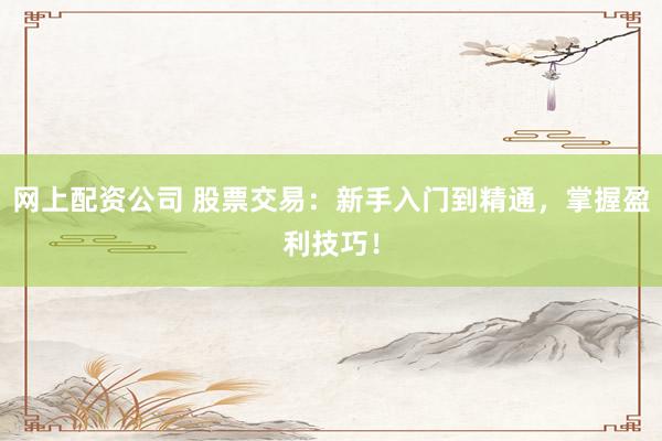 网上配资公司 股票交易：新手入门到精通，掌握盈利技巧！