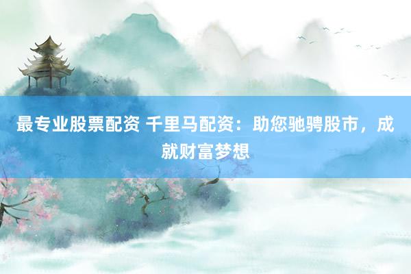 最专业股票配资 千里马配资：助您驰骋股市，成就财富梦想