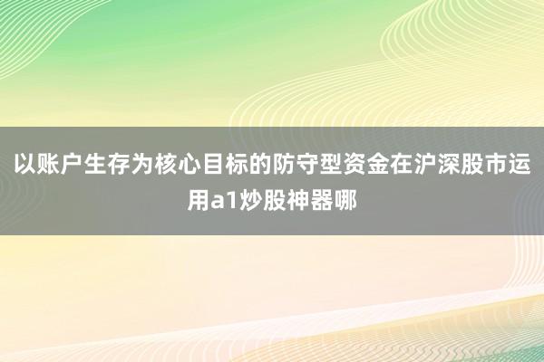 以账户生存为核心目标的防守型资金在沪深股市运用a1炒股神器哪