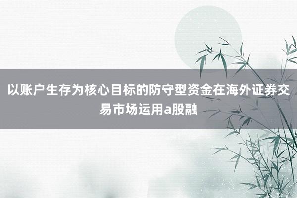 以账户生存为核心目标的防守型资金在海外证券交易市场运用a股融